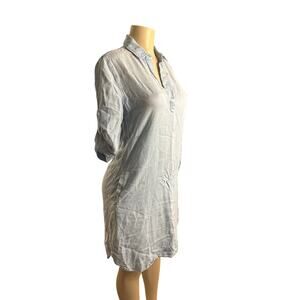 Women S Anthropologie Cloth & Stone Denim Tencel Polka Dot Tunic Shirt Dress